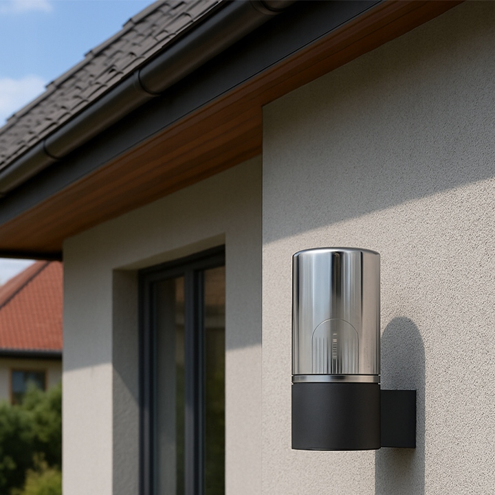 Kinkiet elewacyjny ogrodowy zewnętrzny lampa E27 szkło chrom IP54 5 Kinkiet elewacyjny ogrodowy zewnętrzny lampa E27 szkło chrom IP54 - obrazek 5