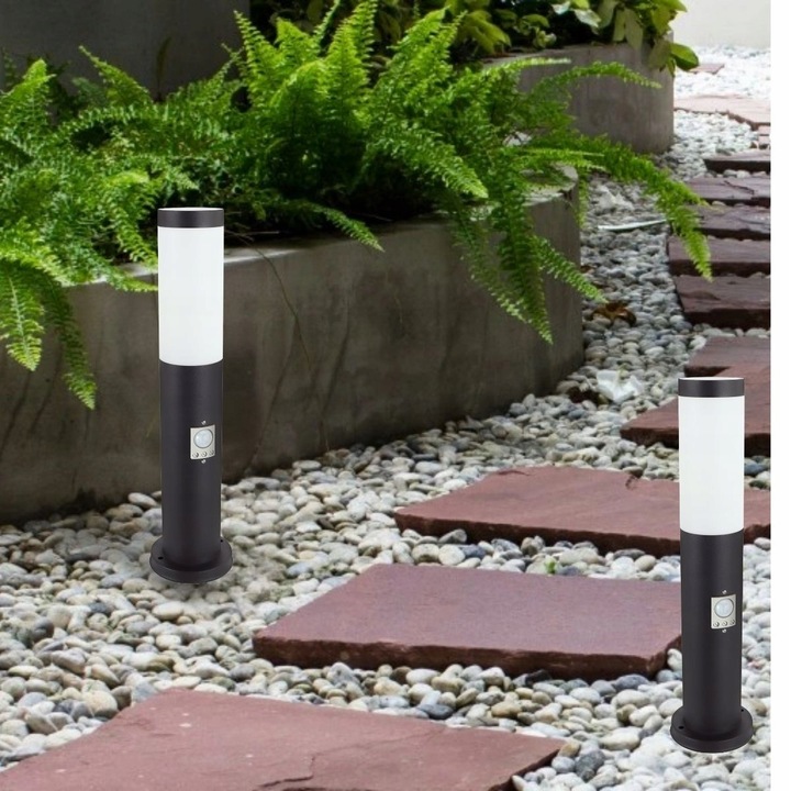Lampa ogrodowa stojąca słupek zewnetrzny czarna 45cm E27 czujnik ruchu 5 Lampa ogrodowa stojąca słupek zewnetrzny czarna 45cm E27 czujnik ruchu - obrazek 5