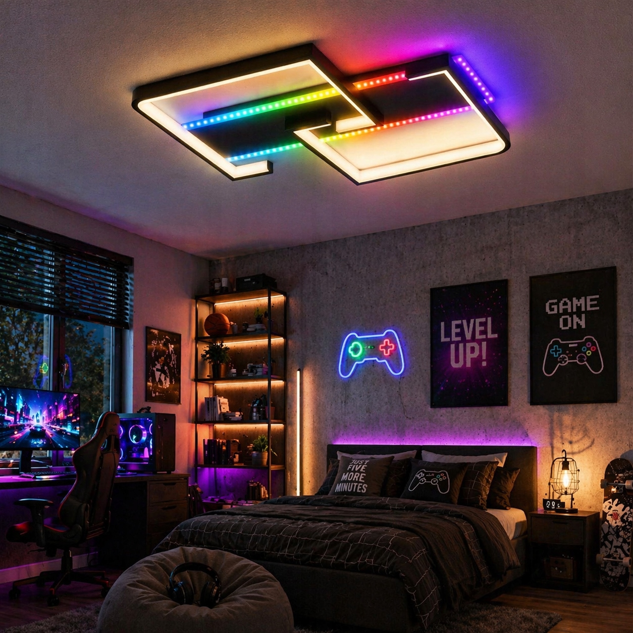 Lampa sufitowa plafon LED 46w CCT RGB czarna kwadratowa oprawa dekoracyjna 8 Lampa sufitowa plafon LED 46w CCT RGB czarna kwadratowa oprawa dekoracyjna - obrazek 8
