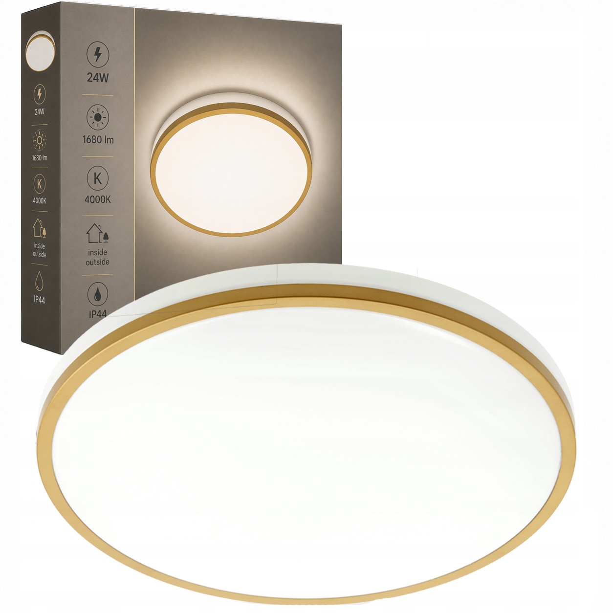 Plafon lampa łazienkowa sufitowa 24w LED złota do wewnątrz na zewnątrz ring 1 Plafon lampa łazienkowa sufitowa 24w LED złota do wewnątrz na zewnątrz ring