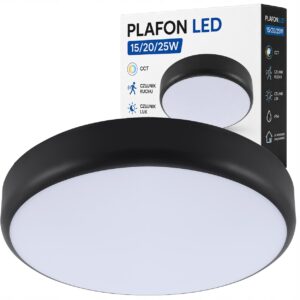 Lampa sufitowa plafon LED 15w 20w 25w CCT czujnik ruchu i zmierzchu czarna