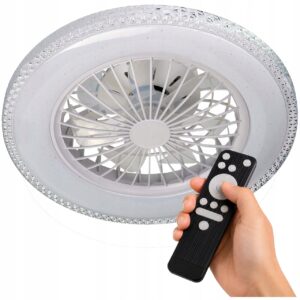 Wentylator wiatrak sufitowy lampa LED 63w CCT pamięć barwy + pilot 48cm