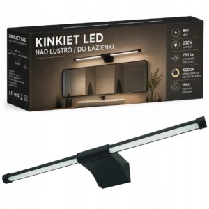 Kinkiet łazienkowy 8w LED nad lustro lampa ścienna czarna 45cm regulowany