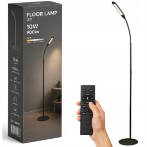 Lampa podłogowa LED 10w stojąca CCT do czytania ściemnianie łukowa czarna
