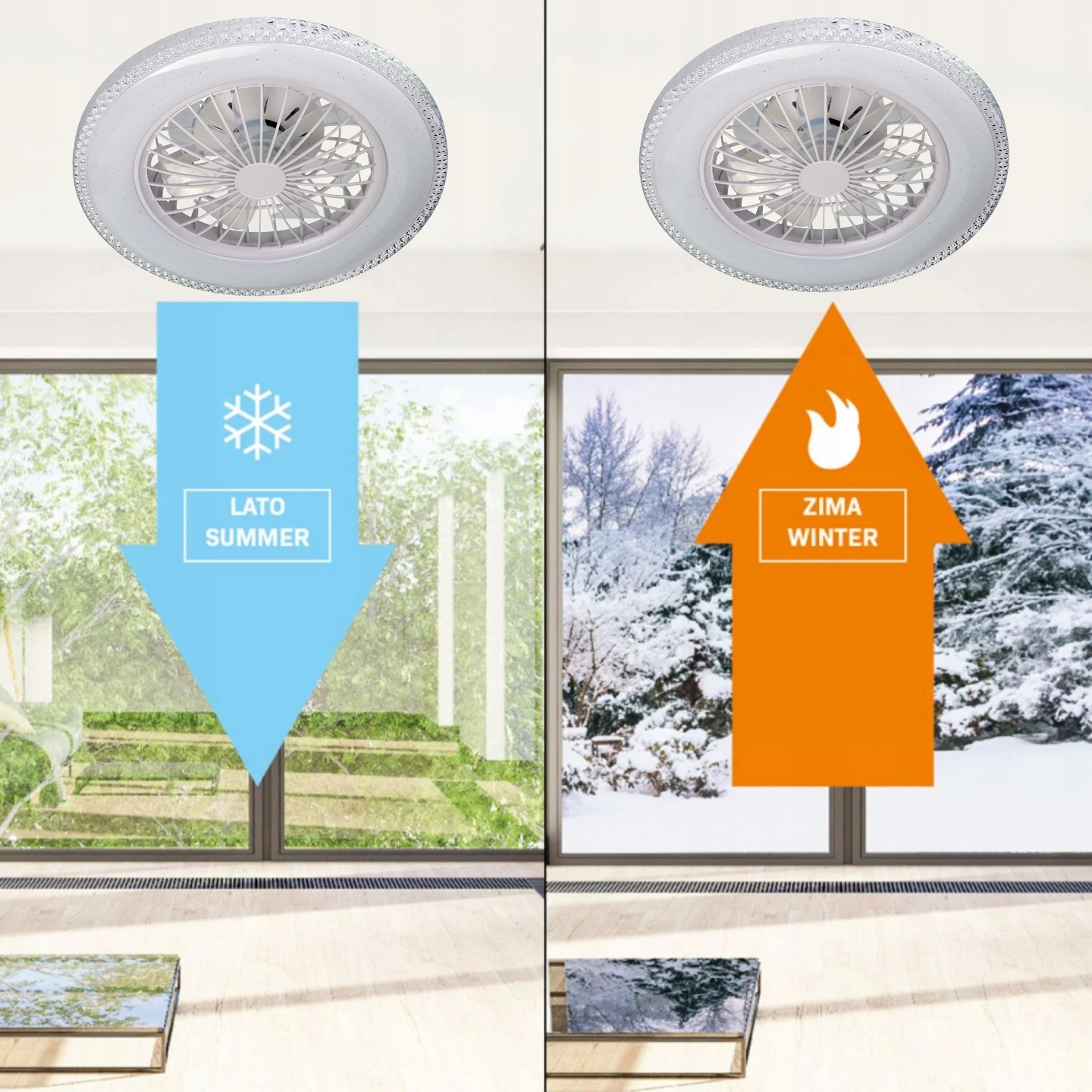 Wentylator wiatrak sufitowy lampa LED 63w CCT pamięć barwy + pilot 48cm 9 Wentylator wiatrak sufitowy lampa LED 63w CCT pamięć barwy + pilot 48cm - obrazek 9