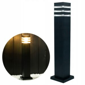 Lampa ogrodowa stojąca słupek oświetleniowy 60cm E27 czarny aluminium