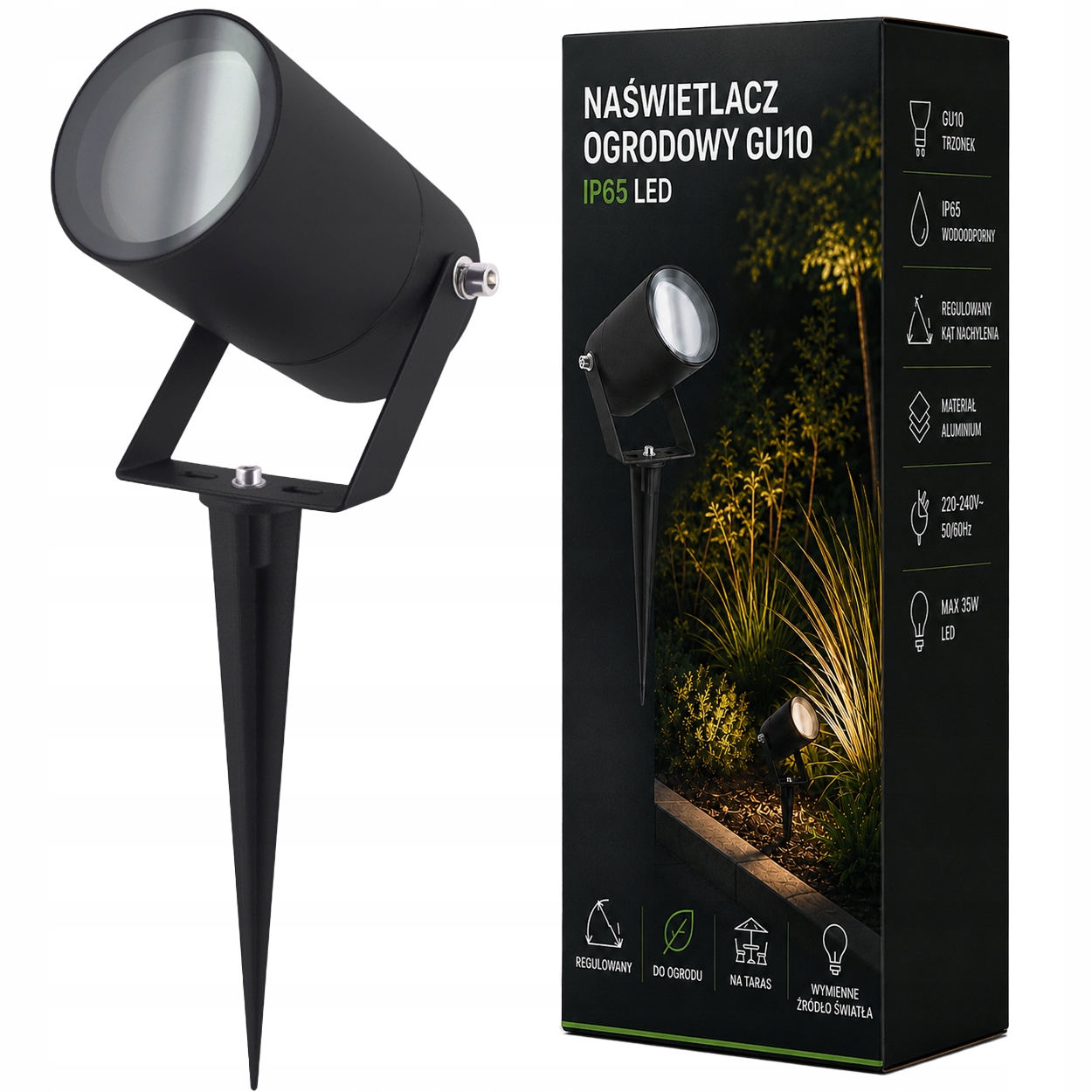 Lampa ogrodowa wbijana reflektor LED GU10 IP65 do podświetlania roślin grot 1 Lampa ogrodowa wbijana reflektor LED GU10 IP65 do podświetlania roślin grot