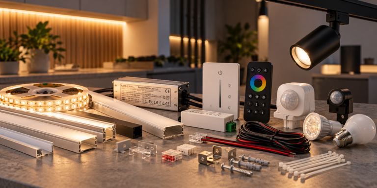 Zestaw akcesoriow do oswietlenia LED