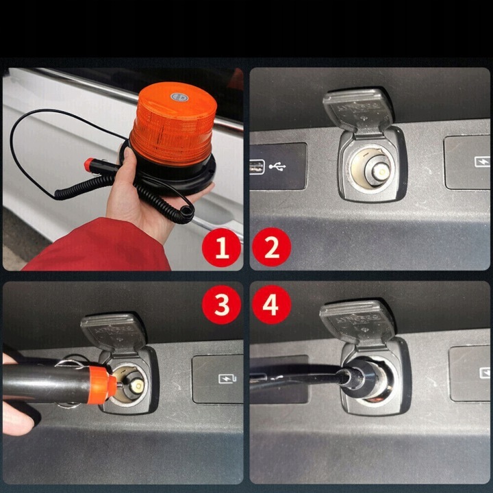 Lampa ostrzegawcza LED kogut 30w 12-24v pomarańczowy kogut na magnes 8 Lampa ostrzegawcza LED kogut 30w 12-24v pomarańczowy kogut na magnes - obrazek 8
