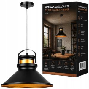 Lampa wisząca żyrandol sufitowy loftowy E27 LED czarno miedziana 37cm