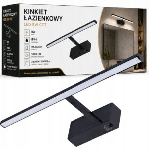 Kinkiet łazienkowy LED 8w czarny nad lustro do łazienki 40