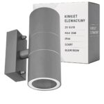 Kinkiet ogrodowy elewacyjny lampa jasny szary IP44 2 x GU10 LED aluminium