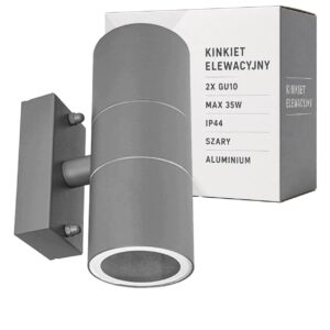 Kinkiet ogrodowy elewacyjny lampa jasny szary IP44 2 x GU10 LED aluminium