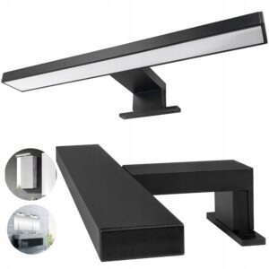 Kinkiet łazienkowy 2W1 czarny 7w LED lampa montaż na lustro na szafkę 30 cm