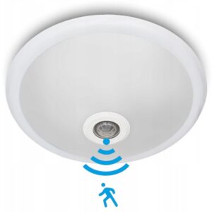 Plafon szklany klosz lampa sufitowa LED 2 x E27 czujnik ruchu i zmierzchu