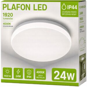 Lampa do łazienki plafon łazienkowy LED 24w IP44 panel sufitowy neutralny