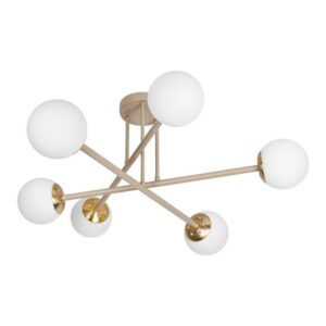 Żyrandol LED E27 Bali-12 74cm x6 beż+złoty