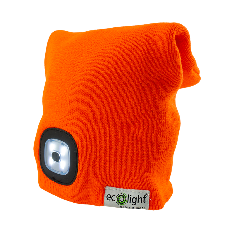 Czapka z latarką LED pomarańczowa 1w 6000k 2 Czapka z latarką LED pomarańczowa 1w 6000k - obrazek 2