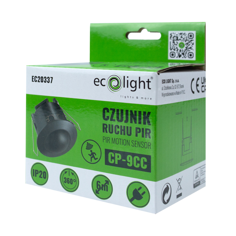 Czujnik ruchu PIR cp-9cc ip20 360° 6m 600w 4 Czujnik ruchu PIR cp-9cc ip20 360° 6m 600w - obrazek 4