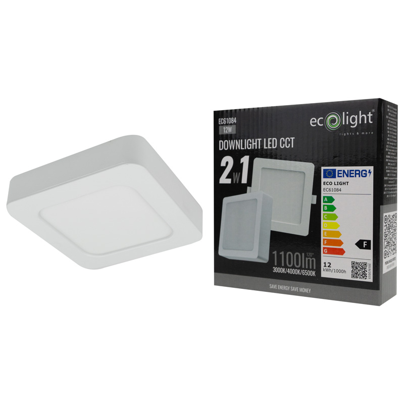 Downlight 12w kwadrat CCT 2W1 biały 6 Downlight 12w kwadrat CCT 2W1 biały - obrazek 6
