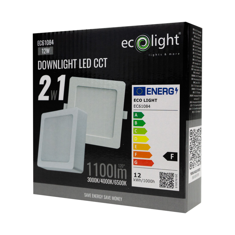 Downlight 12w kwadrat CCT 2W1 biały 5 Downlight 12w kwadrat CCT 2W1 biały - obrazek 5