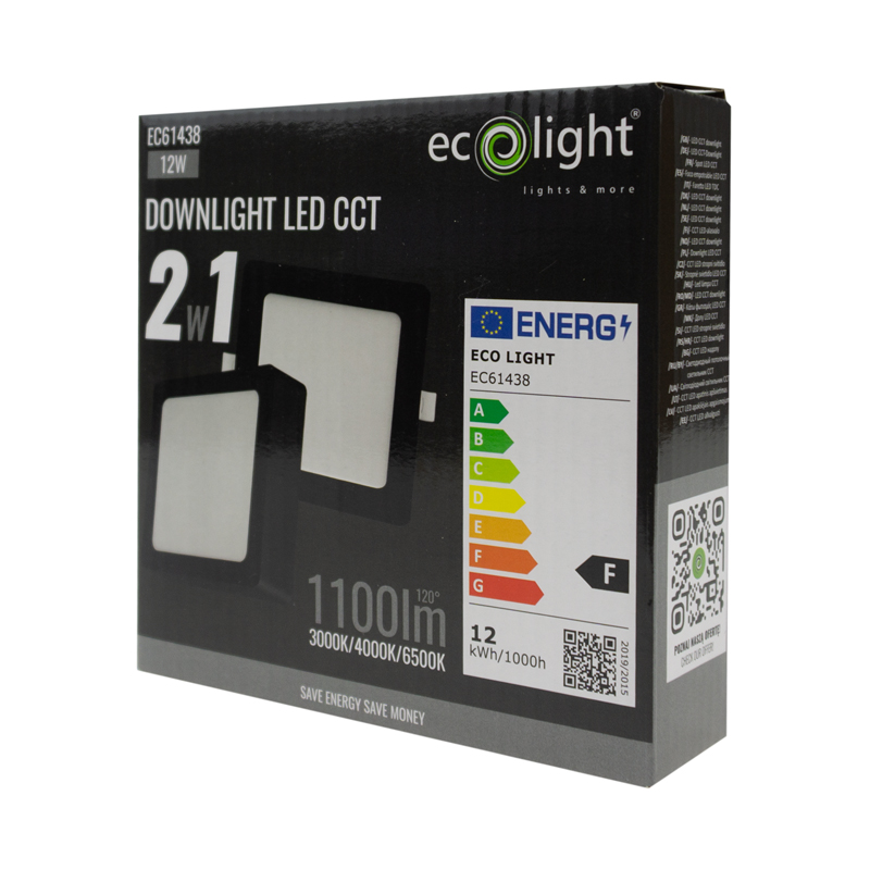 Downlight 12w kwadrat CCT 2W1 czarny 3 Downlight 12w kwadrat CCT 2W1 czarny - obrazek 3
