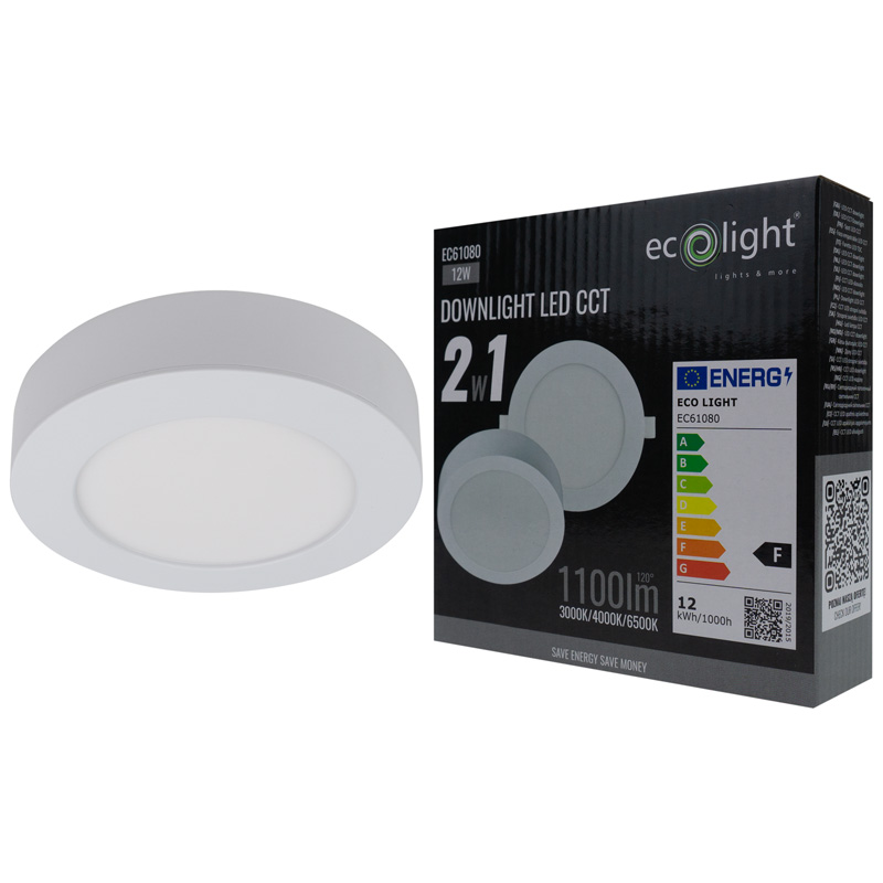Downlight 12w okrągły CCT 2W1 biały 6 Downlight 12w okrągły CCT 2W1 biały - obrazek 6