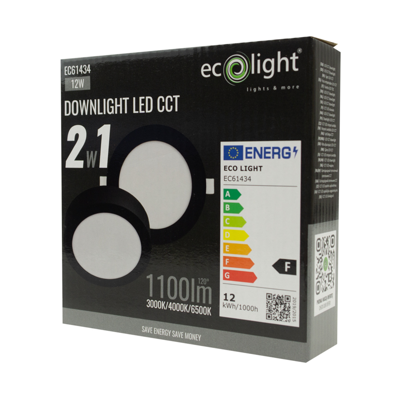 Downlight 12w okrągły CCT 2W1 czarny 3 Downlight 12w okrągły CCT 2W1 czarny - obrazek 3