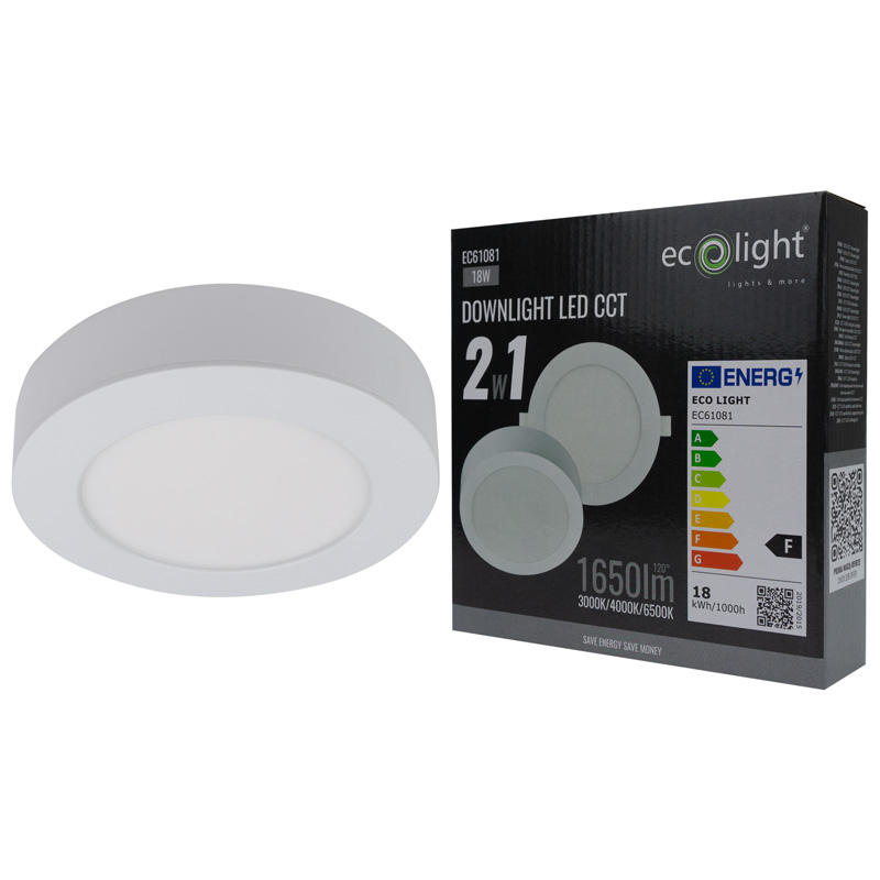 Downlight 18w okrągły CCT 2W1 biały 6 Downlight 18w okrągły CCT 2W1 biały - obrazek 6
