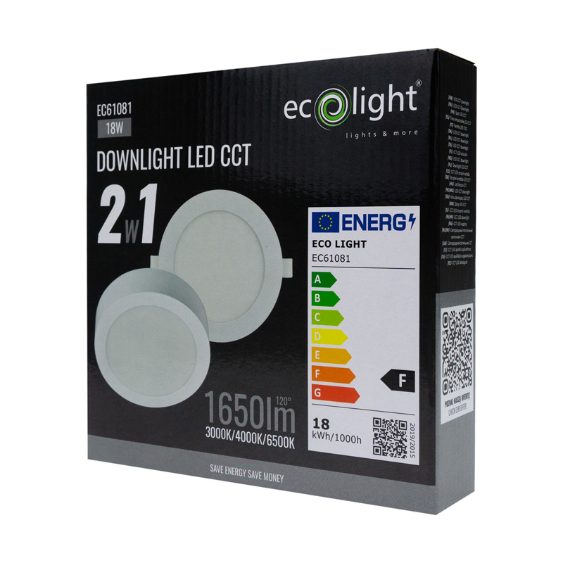 Downlight 18w okrągły CCT 2W1 biały 5 Downlight 18w okrągły CCT 2W1 biały - obrazek 5