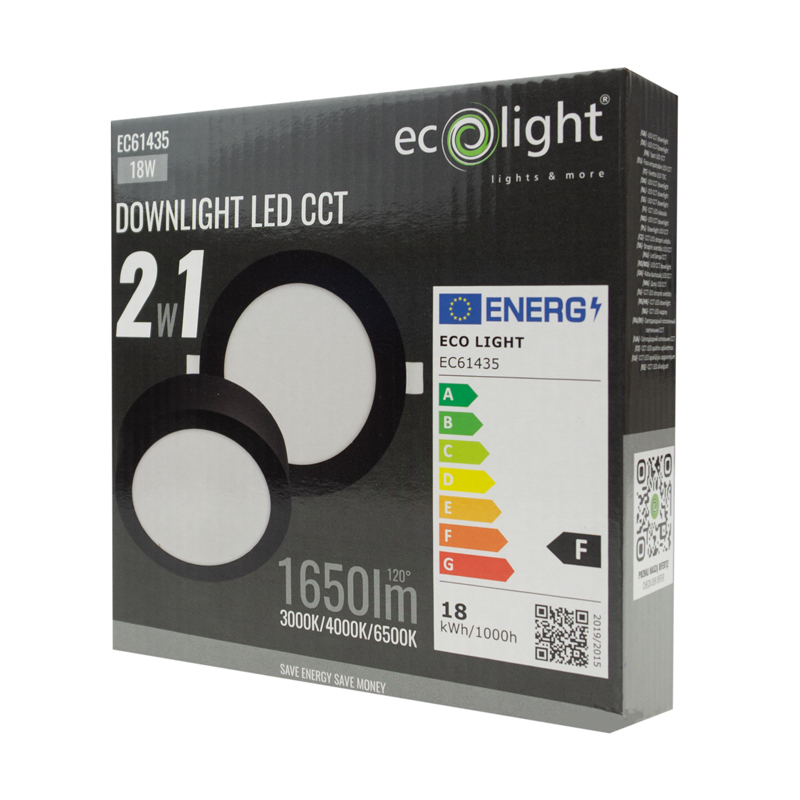 Downlight 18w okrągły CCT 2W1 czarny 3 Downlight 18w okrągły CCT 2W1 czarny - obrazek 3