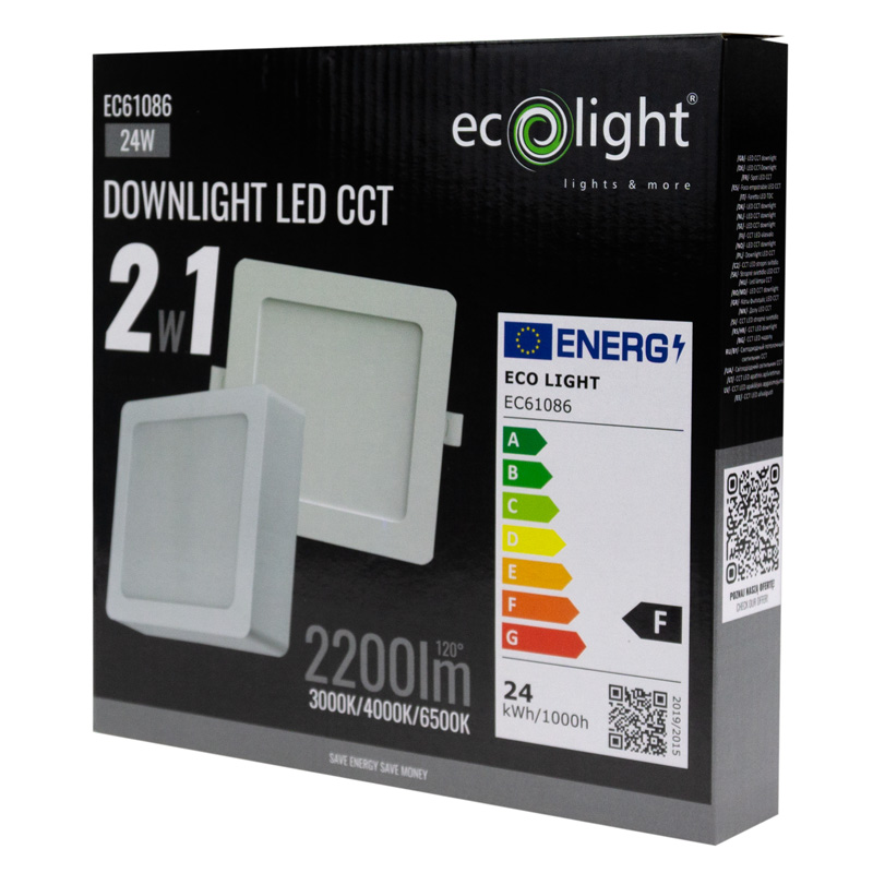 Downlight 24w kwadrat CCT 2W1 biały 5 Downlight 24w kwadrat CCT 2W1 biały - obrazek 5