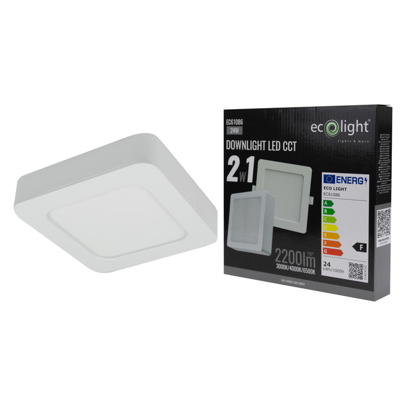 Downlight 24w kwadrat CCT 2W1 biały 6 Downlight 24w kwadrat CCT 2W1 biały - obrazek 6
