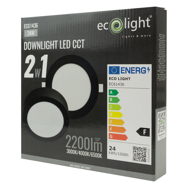 Downlight 24w okrągły CCT 2W1 czarny 3 Downlight 24w okrągły CCT 2W1 czarny - obrazek 3