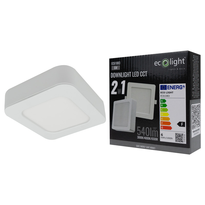 Downlight 6w kwadrat CCT 2W1 biały 6 Downlight 6w kwadrat CCT 2W1 biały - obrazek 6