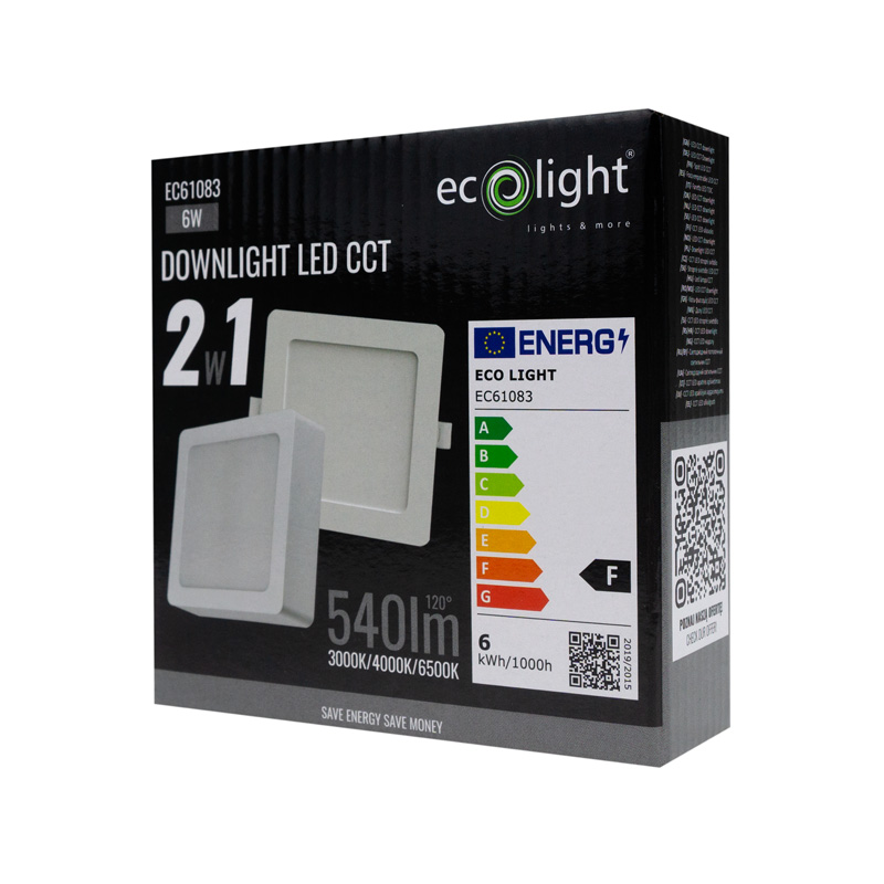 Downlight 6w kwadrat CCT 2W1 biały 5 Downlight 6w kwadrat CCT 2W1 biały - obrazek 5