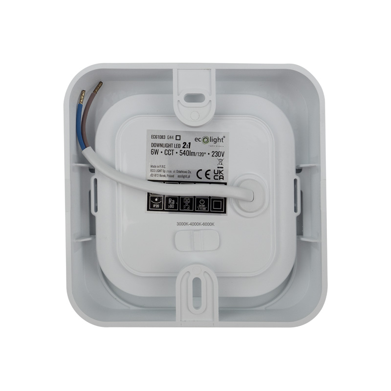 Downlight 6w kwadrat CCT 2W1 biały 4 Downlight 6w kwadrat CCT 2W1 biały - obrazek 4