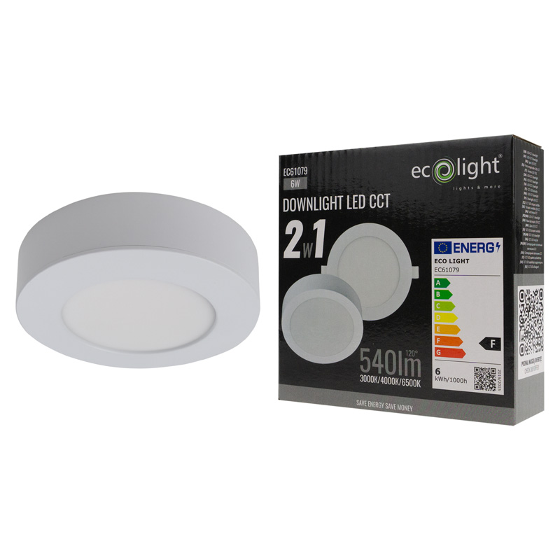 Downlight 6w okrągły CCT 2W1 biały 6 Downlight 6w okrągły CCT 2W1 biały - obrazek 6