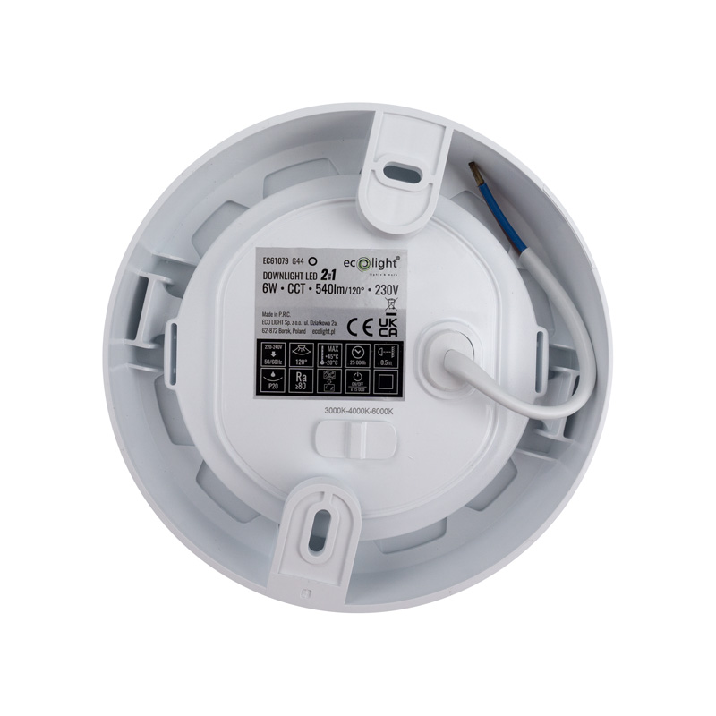 Downlight 6w okrągły CCT 2W1 biały 4 Downlight 6w okrągły CCT 2W1 biały - obrazek 4