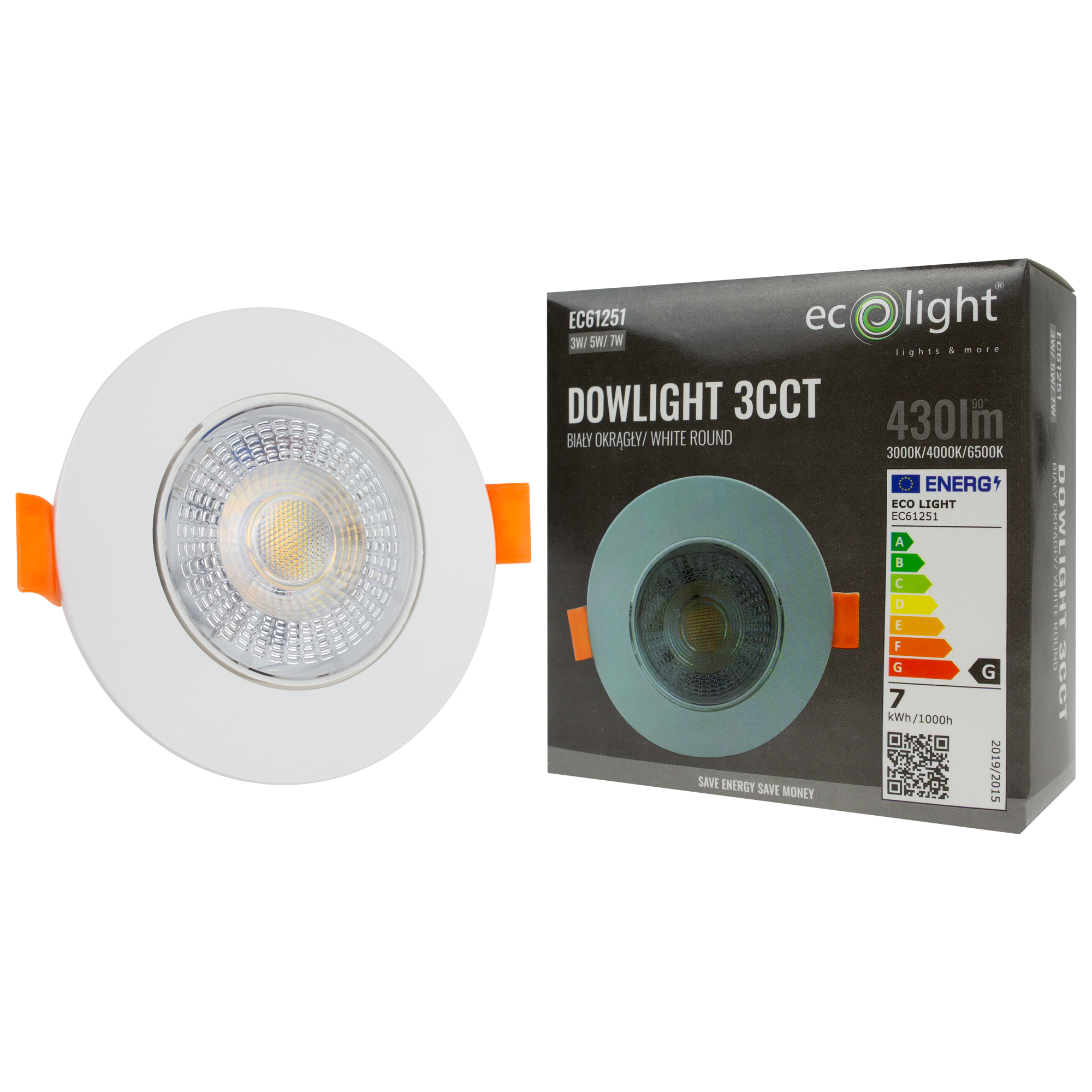 Downlight LED 3w/5w/7w CCT biały okrąg 5 Downlight LED 3w/5w/7w CCT biały okrąg - obrazek 5