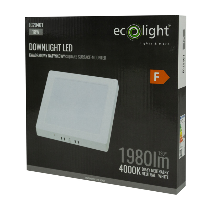 Downlight n/t kwadrat 18w 4000k biały dl-1 3 Downlight n/t kwadrat 18w 4000k biały dl-1 - obrazek 3