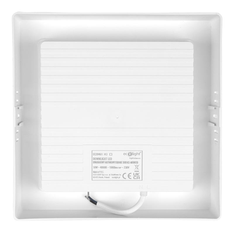 Downlight n/t kwadrat 18w 4000k biały dl-1 2 Downlight n/t kwadrat 18w 4000k biały dl-1 - obrazek 2