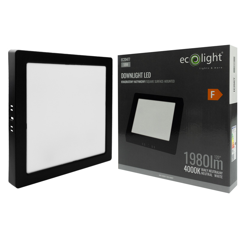 Downlight n/t kwadrat 18w 4000k czarny dl-1 3 Downlight n/t kwadrat 18w 4000k czarny dl-1 - obrazek 3