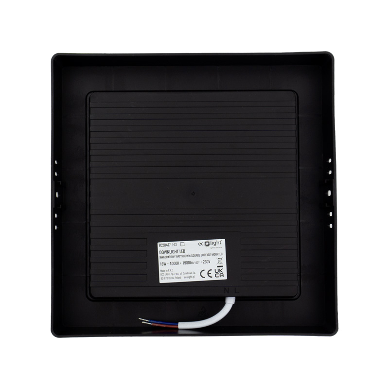 Downlight n/t kwadrat 18w 4000k czarny dl-1 2 Downlight n/t kwadrat 18w 4000k czarny dl-1 - obrazek 2