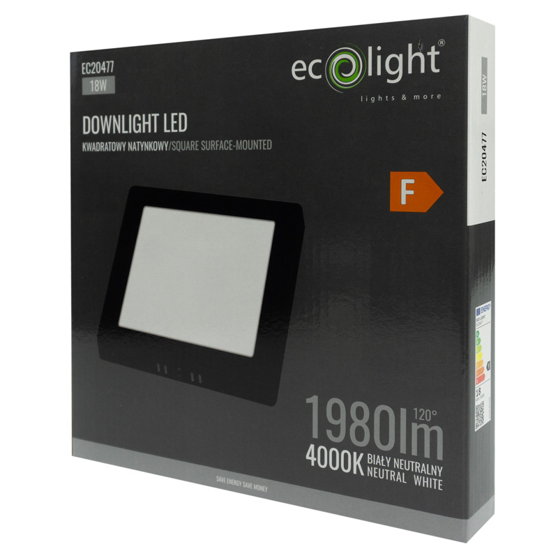 Downlight n/t kwadrat 18w 4000k czarny dl-1 4 Downlight n/t kwadrat 18w 4000k czarny dl-1 - obrazek 4