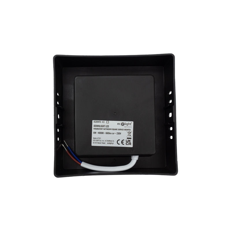 Downlight n/t kwadrat 6w 4000k czarny dl-1 2 Downlight n/t kwadrat 6w 4000k czarny dl-1 - obrazek 2