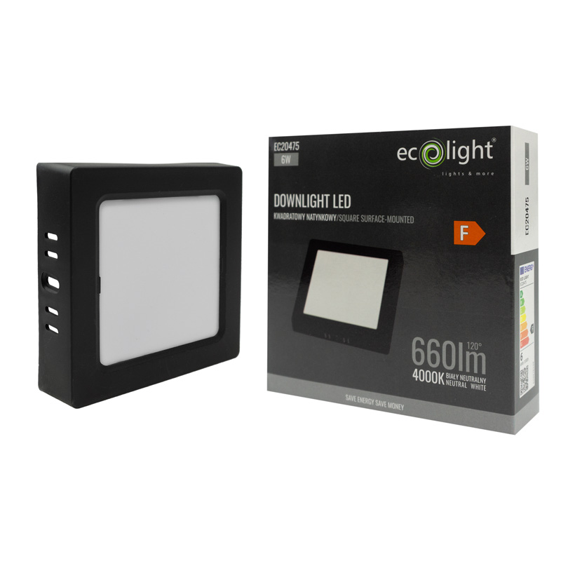 Downlight n/t kwadrat 6w 4000k czarny dl-1 4 Downlight n/t kwadrat 6w 4000k czarny dl-1 - obrazek 4