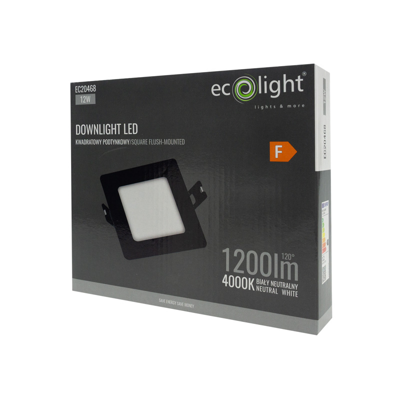 Downlight p/t kwadrat 12w 4000k czarny dl-1 4 Downlight p/t kwadrat 12w 4000k czarny dl-1 - obrazek 4