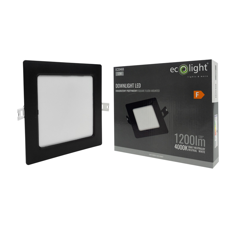 Downlight p/t kwadrat 12w 4000k czarny dl-1 3 Downlight p/t kwadrat 12w 4000k czarny dl-1 - obrazek 3