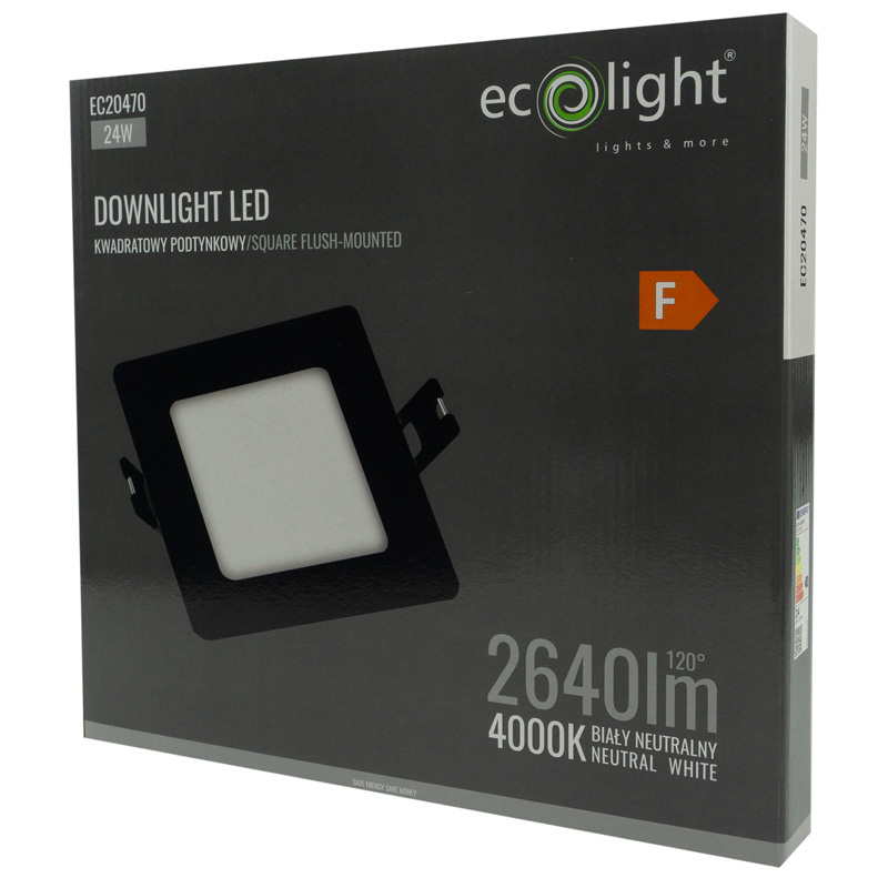 Downlight p/t kwadrat 24w 4000k czarny dl-1 3 Downlight p/t kwadrat 24w 4000k czarny dl-1 - obrazek 3